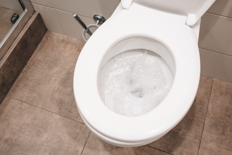 A toilet bubbling after being flushed in a Michigan home.